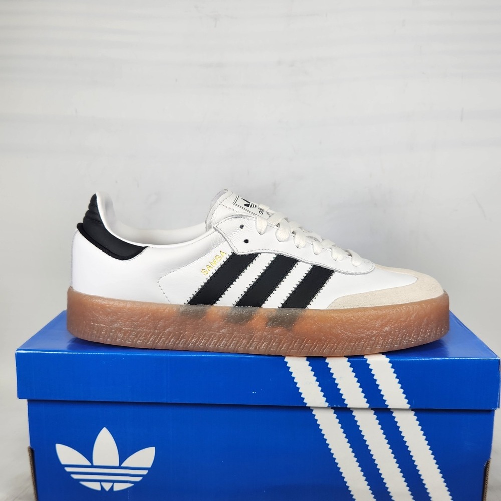 adidas Sambae Shoes Women Size 9 White Black Gum Platform Sneakers